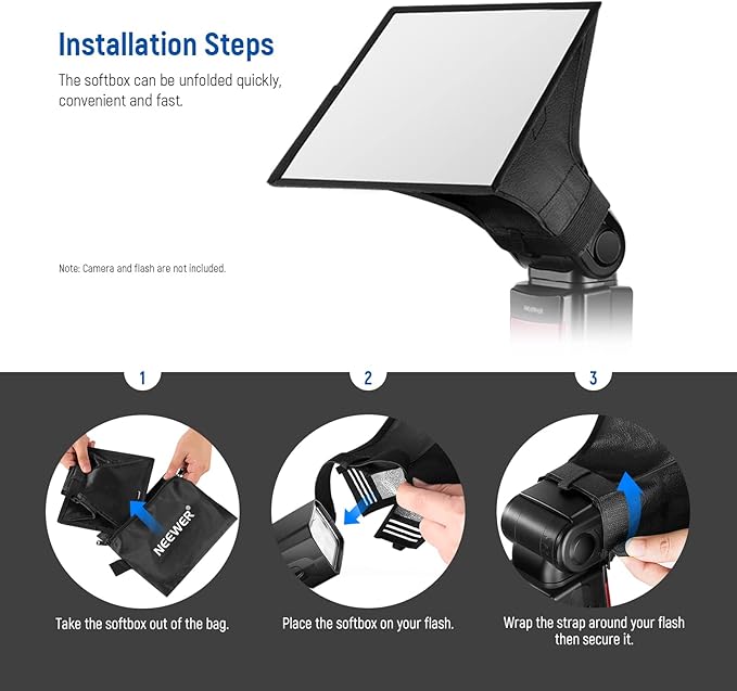 NEEWER Flash Diffuser Light Softbox 6" x 5", Universal, Collapsible with Storage Pouch Compatible with Canon Nikon Sony Godox Yongnuo NEEWER speedlight