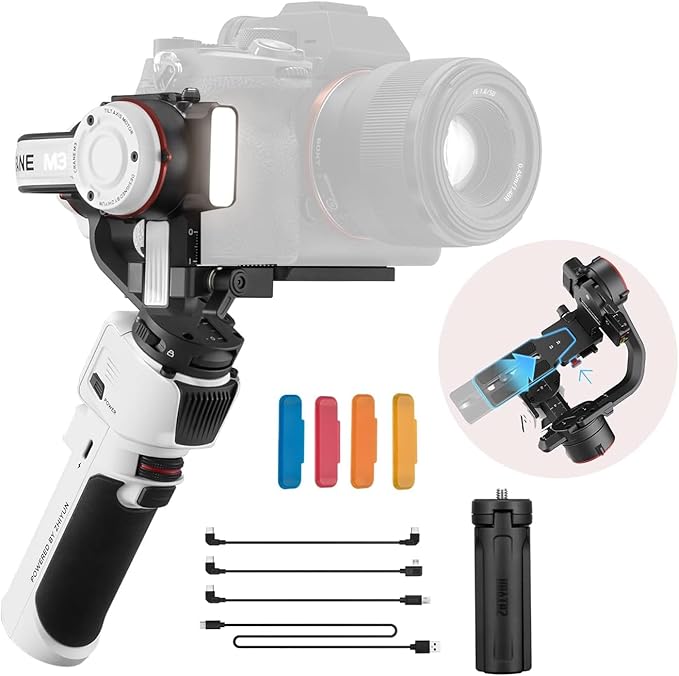Zhiyun Crane M3 Gimbal 3-Axis Handheld Stabilizer All in One Design for Mirrorless Cameras,Smartphone,Action Cameras(Crane M2 Upgrade Version 2021)