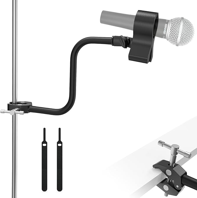 ZealSound Gooseneck Microphone Stand with Clamp, Flexible 13'' Boom Arm Mic Mount for Desk & Pipes, Compatible with Blue Yeti, Snowball, Razer, Pyle, Podcasting & Streaming
