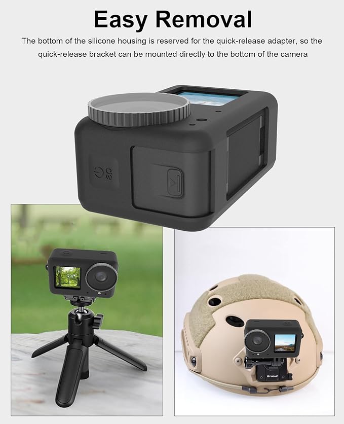 PULUZ Silicone Protective Case for DJI Osmo Action 5 Pro/4/3 with Lens Cap, Dust-Proof, Slim Durable Lightweight Rubber Soft Silicone Camera Protective Cover Accessories(Black)