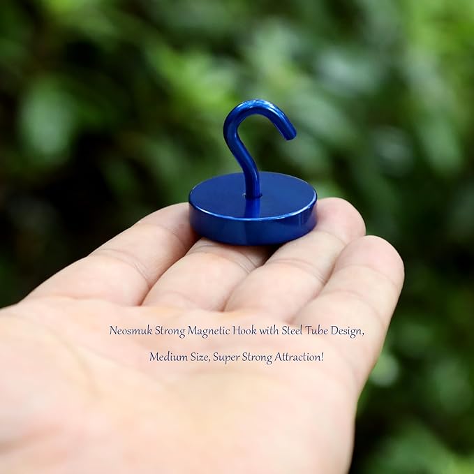 Neosmuk Magnetic Hooks, Cruise Ship Essentials, 100lb+ Heavy Duty Magnetic Hooks for Cruise Cabins, Refrigerator, Grill, Hanging, and Travel | Extra Strong Must-Haves Magnet Hook,Navyblue, 5 Pack