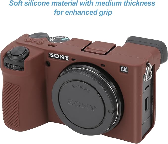 Pocoukate Case for Sony Alpha 6700 Camera, Soft Silicone Protective Cover Skin with A6700 Screen Protector Accessories for Sony Alpha 6700 Camera Silicone Case - Coffee