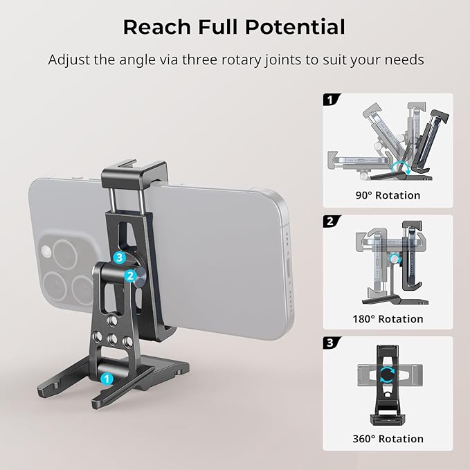 SMALLRIG Metal Phone Tripod Mount, Cell Phone Mount with Quick Release Adapter for Arca-Swiss, Multifunctional Phone Holder for Arca-Type Tripod, for DJI RS 3 Mini Stabilizer, for iPhone 17 16-4611