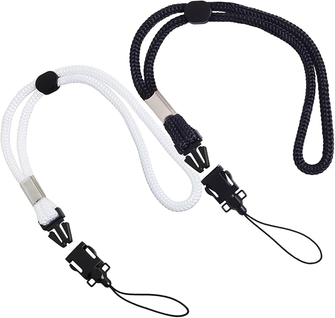 Digital Nc 2 Pack Camera & Cell Phone Wrist Strap (Lanyard Style) Adjustable with Quick-Release. (Black & White Set)