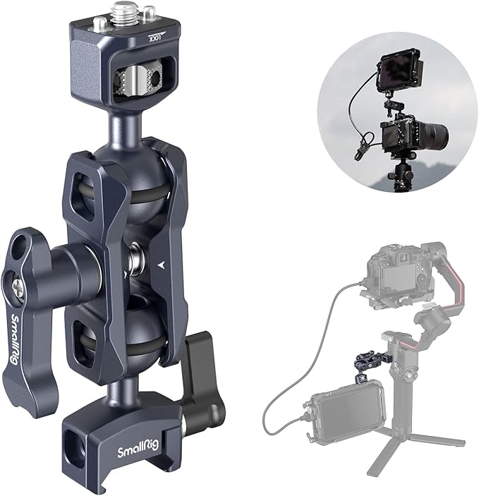 SmallRig Articulating Magic Arm with NATO Clamp and 1/4"-20 Screw (with Retractable Pins), 360 Degree Rotation, Max Load of 12 Ib Magic Arm for Field Monitor, Camera and Lights 3875