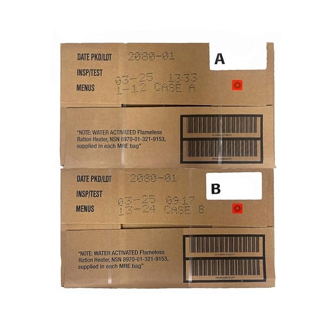 U.S. Meals Ready to Eat (Variety Pack of 12) – (A or B Case Selected at Random) Nutritional Emergency Food Rations - Freeze Dried Food w/ Flameless Heater, Entree, Dessert, & More - MRE Kit for Emergency Survival, Hunting, & More