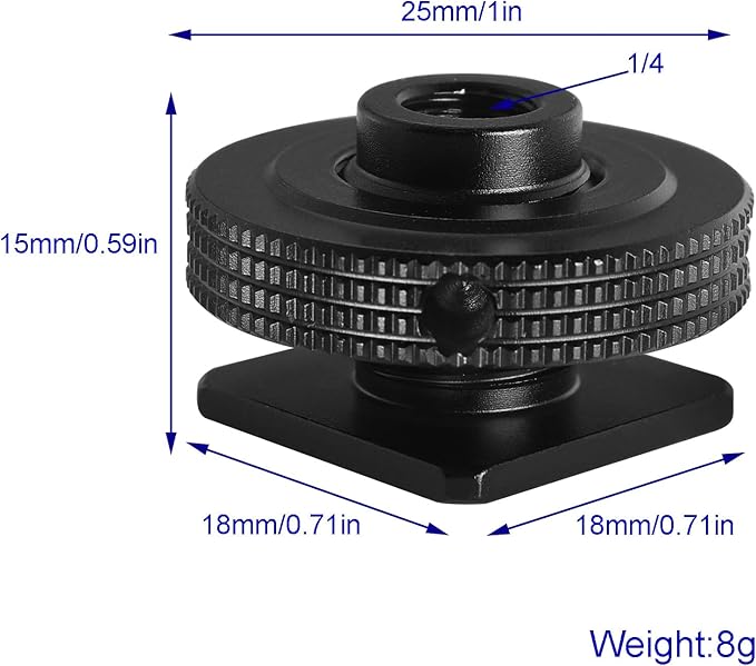Aluminum Alloy Hot Shoe Adapter Camera Side Hole Reinforced Round Plate Cold Shoe Mount Conversion Screw 1/4 Male to 1/4 Male Suitable for Magic Arms Video Lights Monitors