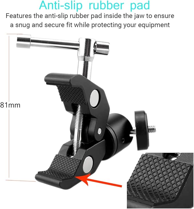 3 Pack Super Clamp with 1/4 and 3/8 Thread Camera Clamp Mount, Super Crab Clamp Rod Magic Arm Clamp Clip for Cameras, Rods, Lights, Hooks, Shelves, Cross Bars, etc
