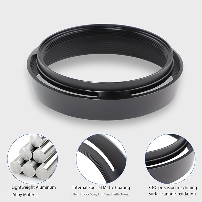 Haoge Metal Lens Hood Shade for Leica Q3 Q3 43 Q2 Q-P QP q Typ 116 Typ116 Camera Black LH-LQOB