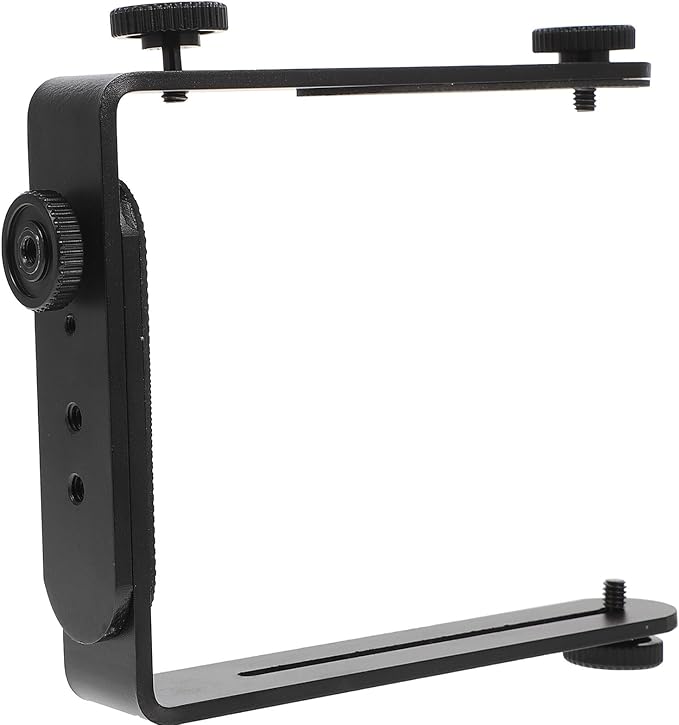 BESPORTBLE Dual Metal Bracket for DSLR Camera and Flashlight Screw Holder for Tripods Mounting Support for Speedlight and LED Photography Lights