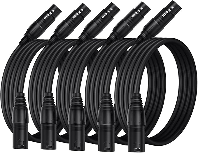 CableCreation 5pcs Short XLR to XLR Cable 3FT, Microphone Cable Male to Female Balanced 3 PIN Compatible with Shure SM Microphone, Behringer, Speaker Systems, Radio Station, PA, Black