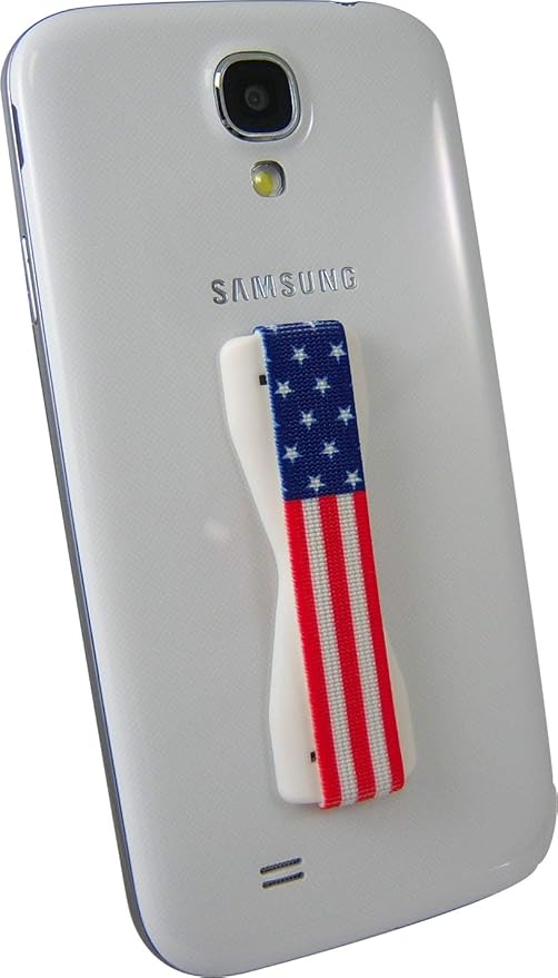 LoveHandle Universal Phone Grip for Most Smartphones, Mini Tablets and Cases, USA Flag Colored Elastic Strap with White Base, LH-01USAFlagWhite