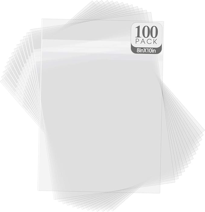 Golden State Art, Pack of 100, Acid-Free Crystal Clear Sleeves Storage Bags for Photo Prints Framing Mats Mattes (Bag Size: 8 3/8 x 10 1/8 inches for 8x10 Mats)