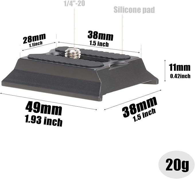 FocusFoto 3-in-1 Upper Quick Release Base plate for DJI Ronin RS2 RSC2 RS 3 Mini RS3 Pro RS 4 Pro Gimbal Stabilizer, for Manfrotto 501PL Head Quick Release Plate, for Arca Swiss Camera Tripod Ballhead