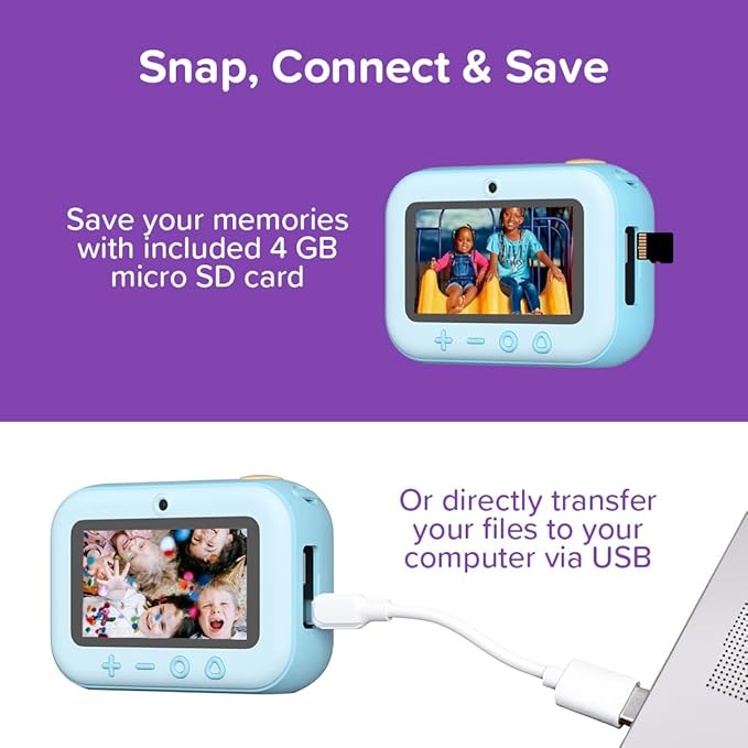 New myFirst Camera Insta 20 - Instant Print Digital Camera for Kids with 16MP Photos 1080P, 4-12 Years Old Girl Gift Ideas, Thermal Printing No Ink, Support Micro SD Card (Cotton Candy)