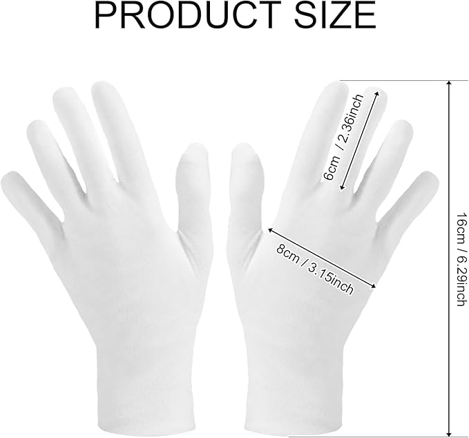 SATINIOR 120 Pieces Cotton Gloves Large Size for Men Women Inspection Gloves for Dry Hand Art Handling Coin Jewelry