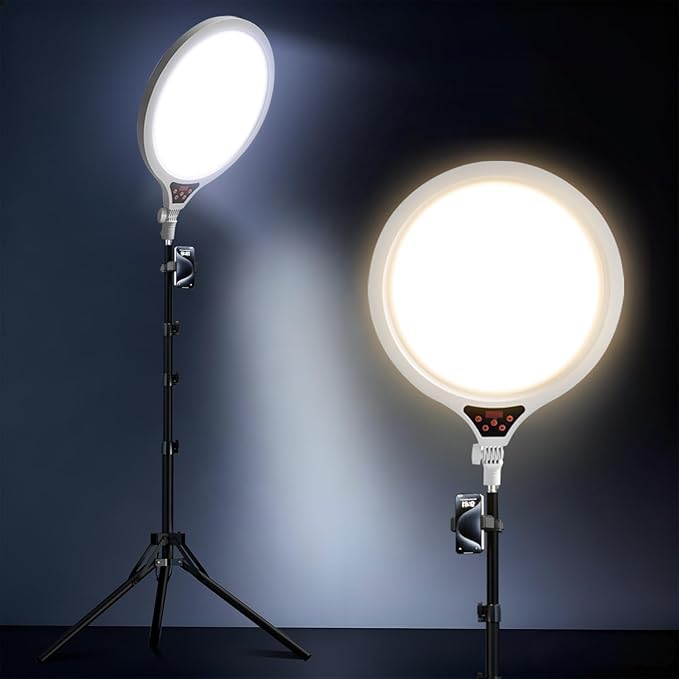 Ring Light Tripod for iPhone, 14" Selfie Ring Light with 63" Tripod Stand and Phone Holder, Professional LED Ringlight for Video Recording, Streaming, Photography, Makeup, Barber, TikTok White