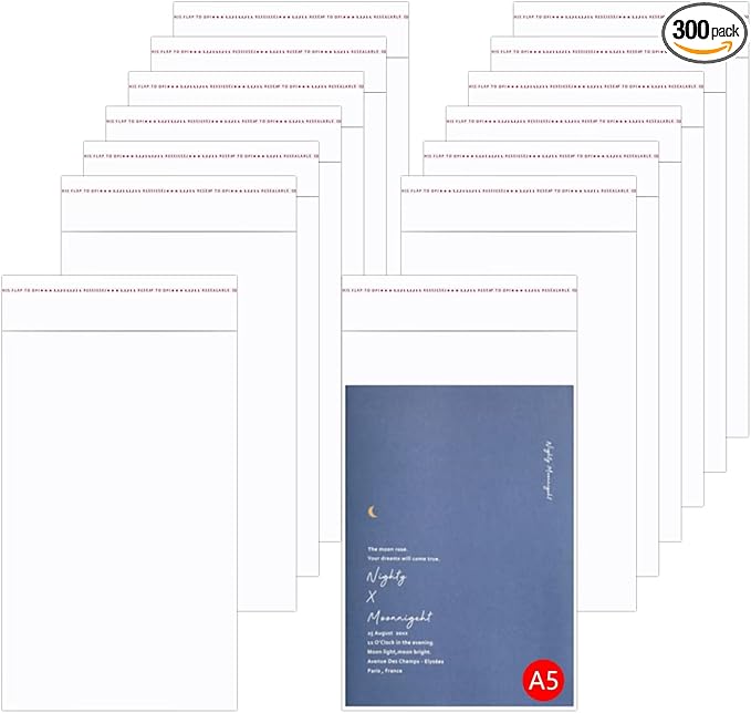 300pcs Clear Cello Bags 6" x 9" Self-Sealing Plastic Cellophane Bags 1 Mil Resealable Adhesive Seal Poly Bags for Cookies Decorative Wrappers Bakery Party (12 Sizes to Choose from)