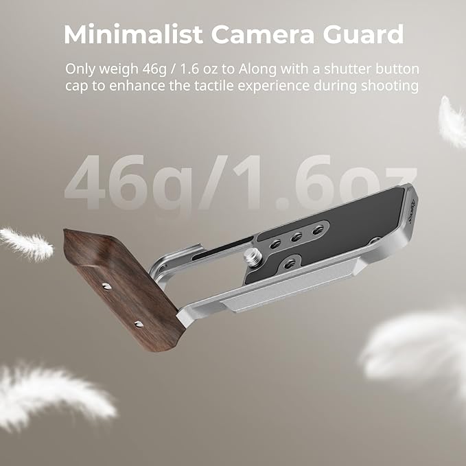 SMALLRIG X-M5 Wooden Handgrip L-Shape Grip for FUJIFILM X-M5, Built-in Quick Release Plate for Arca, Ergonomic Wood Side Handle, Include Windshield with Cold Shoe Adapter,Plate for Arca (Silver)-5261