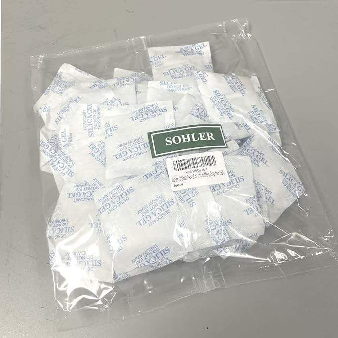 Sohler Premium Silica Gel Desiccant Packs 10 Gram 50 Packets Drying Agent Moisture Absorbers Dehumidifiers for Storage Food Clothes Tools
