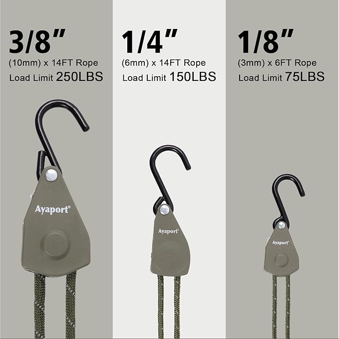 Ayaport Kayak Rope Tie Down 14ft Green Ratchet Straps Bow and Stern Ratcheting Tie Downs Rope Hanger Kayak and Canoe Accessories