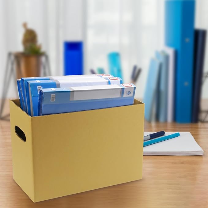 Lineco Archival Record Storage Cartons, Ready-To-Assemble Filing Boxes for Organizing and Storing Documents, Prints, or Photos. Acid-Free, Buffered Corrugated Board, 6x15 x10in, Tan, Pack of 5