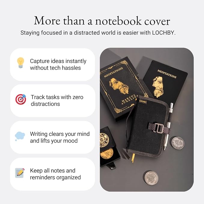 LOCHBY® Mini Field Journal | Water Resistant Waxed Canvas | Pen Loop | Included Tomoe River Notebook | Perfect for Travel, Art, Bullet Journal