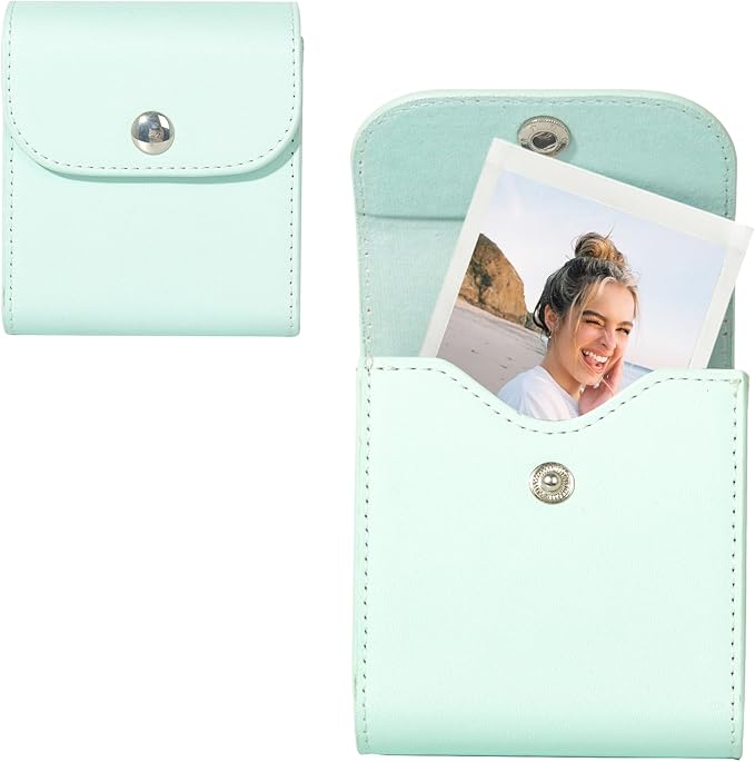 WOGOZAN Square Album for Fujifilm Instax Square/SQ1/SQ40/SQ6/SQ10/SQ20/SP-3 Instant Camera 2.9x3.4 Inch Films for Instax Square Film, Photo Album for Polaroid Mini Pictures, SQ Photo Pouch Bag (Green)