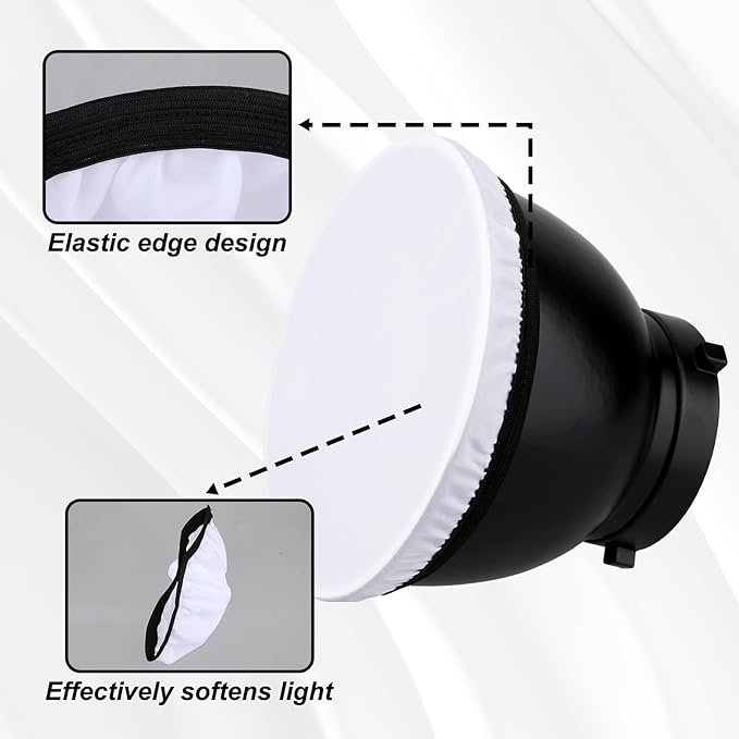 4 Pcs Light Diffuser Sock, 7"/18cm Diffuser Lamp Cover White Soft Lampshade Reflector Lamp Sock for Studio Strobe Reflectors Ring Light Flash Lights Standard Reflector