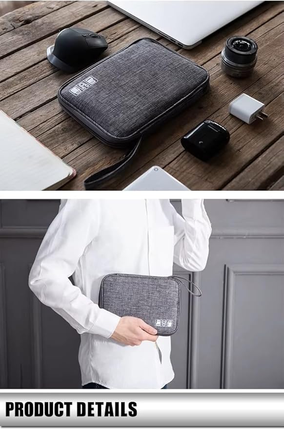 cable organizer bag Travel Case,Electronic Accessories Storage Bag,Portable Waterproof Cable -Travel Cord Organizer- Bag for Small Charging Cord Storage,Cables,SD Card GRAY