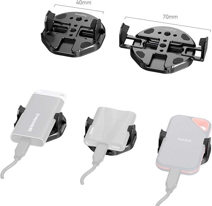 SMALLRIG SSD Magnetic Phone Mount Bracket SSD Holder with Magsafe, 45-70mm（1.77''-2.76'' Wide Clamping, 1/4"-20 Threads and Cold Shoe, for Samsung T3/T5, for SanDisk, for Crucial, for iPhone - 5157