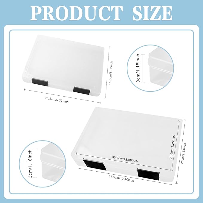 Olutacot 12 Pcs Clear A4 A5 File Box Document Plastic Storage Box with 48 Labels File Holder Organizer Box Paper Plastic Case Magazine Protector with Buckle Office School Supplies(Black)