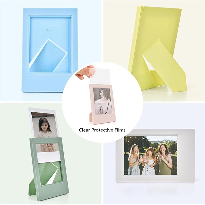 HIYQIN 7 Packs 2x3 Mini Photo Frame for Instax Mini EVO/12/11/Liplay/SE/Link 3/41/40/99/90/7+ Camera Film, Desk Stand Up Small Picture Frame with Clear Protective Film, 3-in Films Frame - Colorful