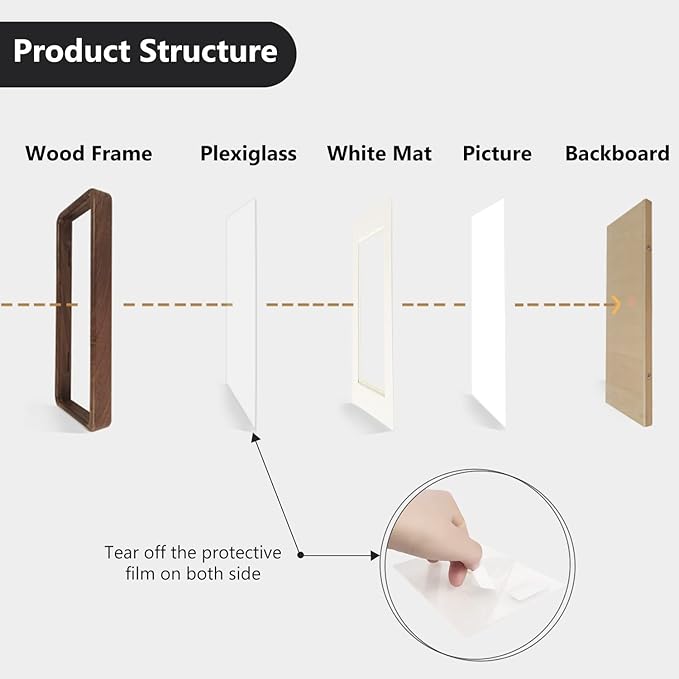 Moudra Handcrafted Solid Wood Picture Frame with Mat for Wall or Tabletop Display, Perfect for Photos and Artwork. (Walnut, 3"x4" matted to 2"x3")