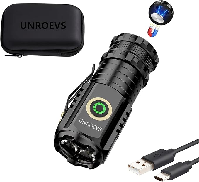 Mini Flashlight 2550 Lumens Rechargeable USB C Charging, Small EDC Flashlight 5 Modes, Pocket Light with Clip, Magnetic Flashlight for Outdoor,Gifts for Hunting Camping Essentials Gear