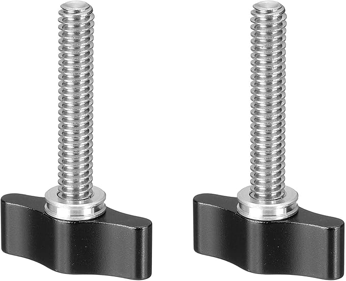 PATIKIL Clamping Screw Knob 1/4" x 1.91", 2Pcs Aluminum Alloy t Shaped Camera Thumb Screws for DSLR Flash Bracket Light Stand Adapter Action Sports Camera Mounting System, Black