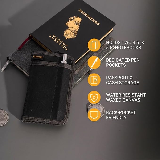 LOCHBY® Pocket Journal | Tomoe River 3.5" x 5.5" Notebook | Waxed Canvas | Ideal for Travelers & Daily Use, Fits Field Notes, Moleskine Cahier