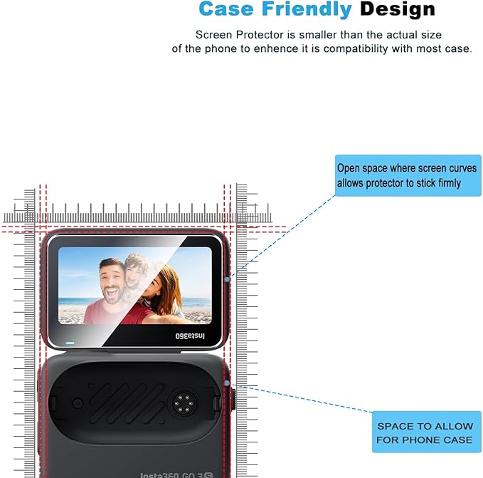 2 Pack Compatible with Insta360 GO 3S Screen Protector + 2 Pack Camera Lens Protector,Full Coverage 9H Tempered Glass Film,HD Clear Scratch Resistant for Insta 360 GO 3S accessories