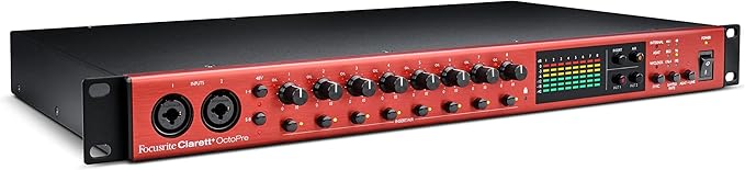 Focusrite Clarett+ OctoPre Pro­fessional Quality 8-in/8-out ADAT Mic Preamp for Music Production, with High Dynamic Range, Ultra-low Noise, and All-analogue Air