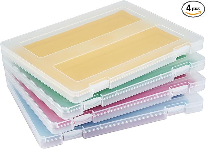 Mickiewicz 4 Pack A4 Paper Storage Box, 8.5 x 11 Project Case for US letter, Thick Scrapbook Storage Box Craft Storage Box Art Supplies Storage and Organization, Board Game Storage and Organizers