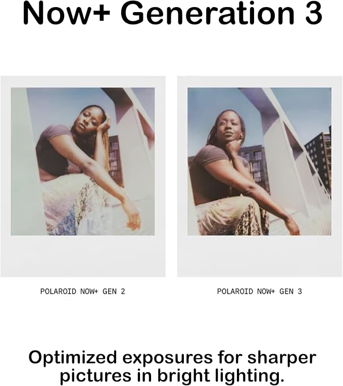 Polaroid Now+ 3rd Generation i-Type Instant Camera + 8 i-Type Color Film Bundle, Bluetooth Connected App Controlled, White, Polaroid Camera Bundle with a Lumintrail Lens Cleaning Cloth