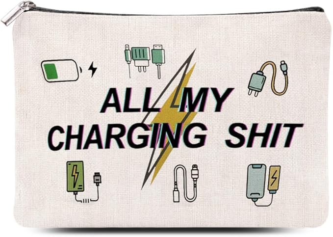ShiQiao Spl Charging Cable Organiser Bag Funny Travel Makeup Bag Charger Organiser Cosmetic Bags With Zipper Toiletry Pouch for Best Friends Birthday Gifts for Daughter Son Travel Electronics Bags