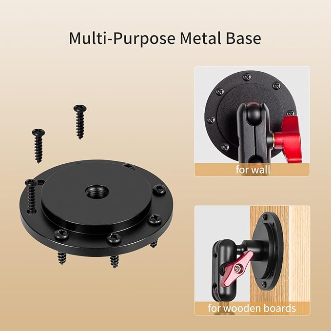 32'' Metal Base Magic Arm Phone Mount - Wall Screw-Mounted, 1.2LBS Load, 360° Rotatable for Live Stream/Office/Video Recording