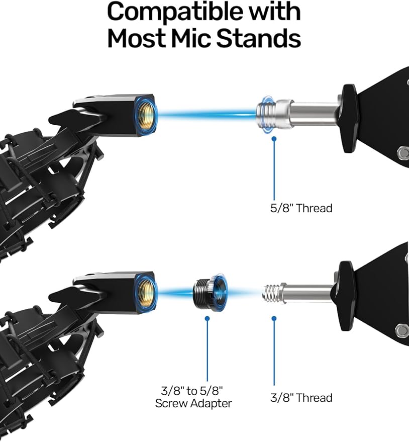 Custom Built Shock Mount with Pop Filter for AT2020 Microphones, Reduces Vibration Noise and Shockmount Improve Recording Quality for Audio Technica AT2020 AT2020USB+ AT2035 AT4040 Condenser Mic
