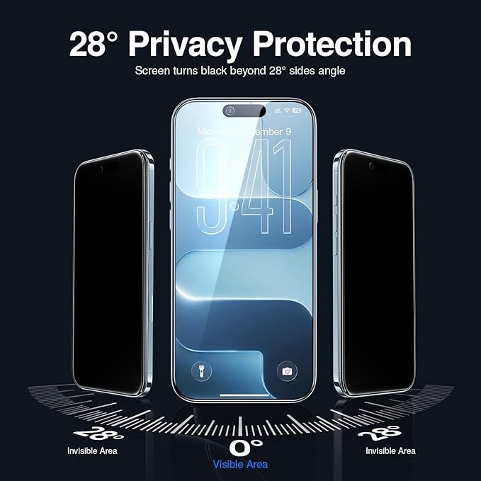 SMARTDEVIL 2 Pack Tempered Glass for iPhone Air Privacy Screen Protector, Military-Grade Shatterproof Protection, 9H Hardness, Anti-Spy Privacy Film, Fast & Easy Installation, Case Friendly Design