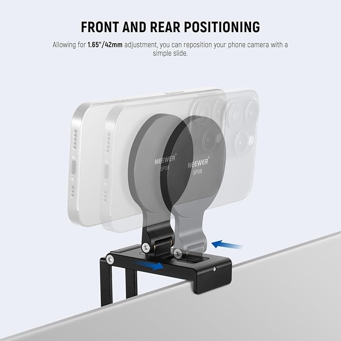 NEEWER Magnetic Continuity Camera Mount for Desktop Monitor, Arca Type Base Tri Fold Desk Phone Webcam Mount Stand Holder, Compatible with MagSafe iPhone iMac Apple TV 4K Mac Laptop Samsung, SP08