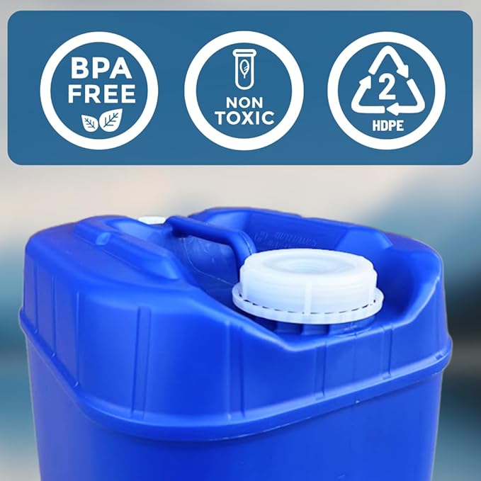 5-Gallon Stackable Water Storage Containers, Water Treatment,5 Gallons Each w/Lids + Spigot, Easy Fill, Survial Supply Emergency Water Storage for Disaster Preparedness, 20 Gallon (4 Tanks)