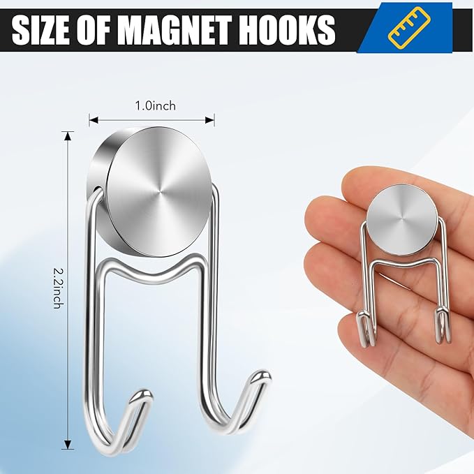 LOVIMAG Magnetic Hooks, 50lbs+ 2026 Cruise Cabin Ship Essentials Magnet Hook Heavy Duty Strong Magnets Refrigerator Fridge Hanging for Classroom Beach Vacation Kitchen Home Must Haves 5 Pcs (Silver)