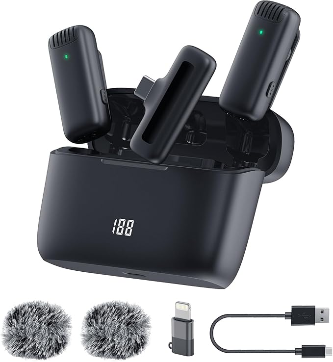 Labstandard Wireless Lavalier Lapel Microphone for iPhone, iPad, mini Video Recording Mic for Interview Video Podcast Vlog YouTube & Livestream, Noise Reduction, Plug & Play (J13 Pro)