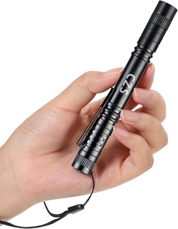 CZS LED Flashlight Penlight 1000 Lumens Battery-Powered Handheld Pen Light Pocket Torch Powered by 2AAA Battery,5 PCS (Battery Not Included)